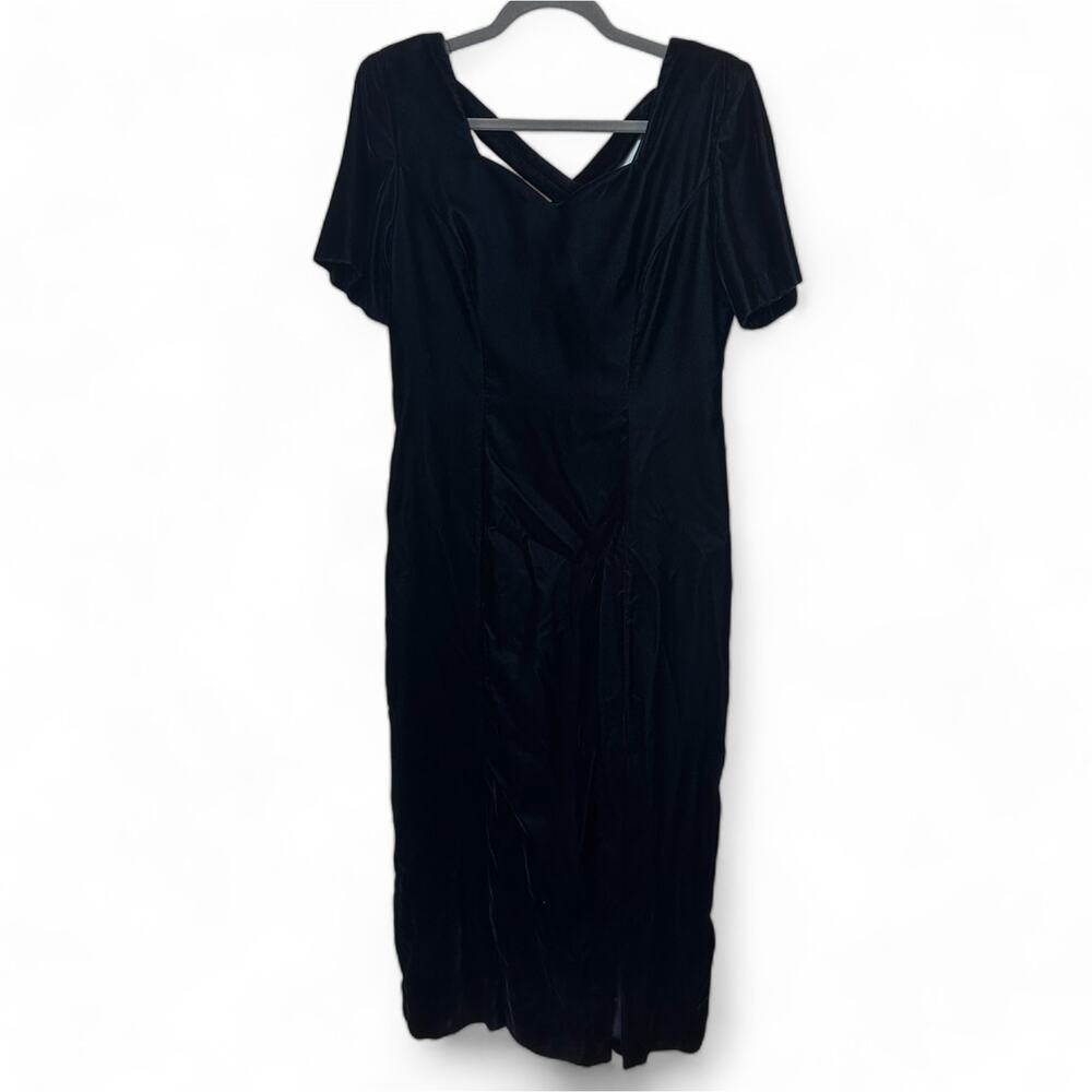 Jessica Howard Black Acetate Midi Dress Made in USA Women’s Size 10